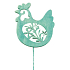 Wooden hen 8 cm blue + wire 1 piece