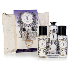 Panier des Sens Lavender shower gel 50 ml + body lotion 50 ml + hand cream 30 ml, travel cosmetic set