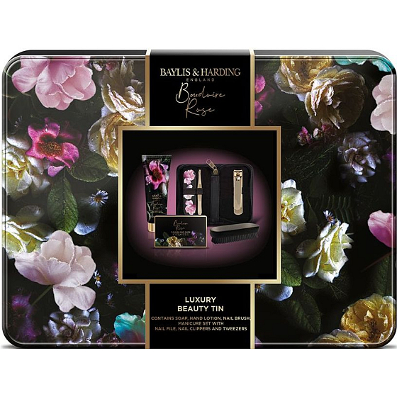 Baylis & Harding Boudoire Rose hand lotion 100 ml + soap 100 g + manicure set + nail brush, cosmetic set for women