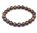 Bronzite bracelet elastic natural stone, ball 8 mm / 16 - 17 cm, highly protective stone