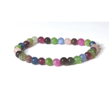 Tourmaline colour chakra bracelet elastic natural stone, ball 6 mm / 16-17 cm, guardian of good mood