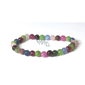 Tourmaline colour chakra bracelet elastic natural stone, ball 6 mm / 16-17 cm, guardian of good mood