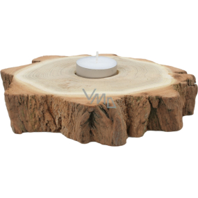 Wooden candle holder for tea light L diameter approx. 16 cm with bark