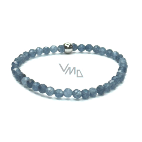 Sapphire facet bracelet elastic natural stone, ball 4 mm / 16 - 17 cm, stone of wisdom, truth and intuition