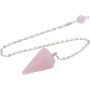 Rose pendulum natural stone 2,5 cm + 18 cm chain with bead, love stone