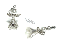 Angel pendant with wings white skirt with silver plated angel wings 22 x 37 mm 1 piece