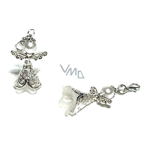 Angel pendant with wings white skirt with silver plated angel wings 22 x 37 mm 1 piece