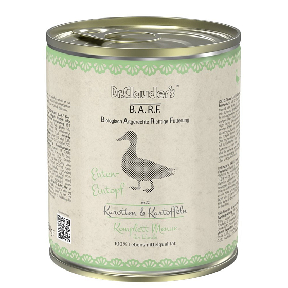 Dr. Clauders BARF Duck + carrot + potato Complete food for dogs 800 g