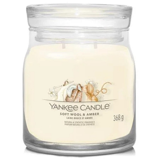 Yankee Candle Soft Wool & Amber - Soft wool and amber scented candle Signature medium glass 2 wicks 368 g