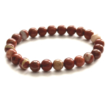 Red Jasper elastic bracelet natural stone, 8 mm beads / 16 - 17 cm, stone of complete care