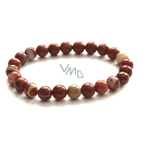 Red Jasper elastic bracelet natural stone, 8 mm beads / 16 - 17 cm, stone of complete care