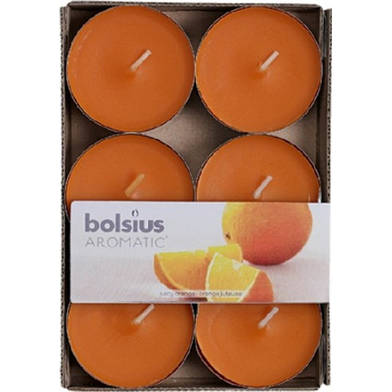 Bolsius Aromatic Maxi Juicy Orange - Orange scented tealights 6 pieces, burning time 8 hours