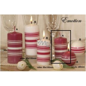 Lima Fresh Line Emotion scented candle pink - white stripes cylinder 50 x 100 mm 1 piece