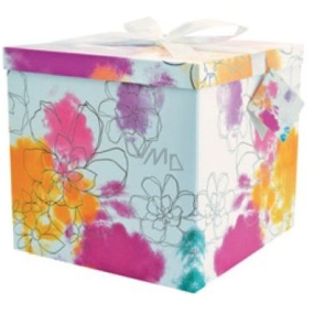 Angel Folding gift box with ribbon Colorful flowers 22 x 22 x 13 cm