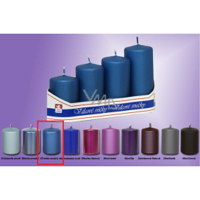 Lima Pyramid candle smooth metal dark blue cylinder diameter 40 mm 4 pieces