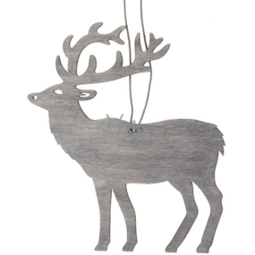Wooden deer for hanging 10 cm, gray