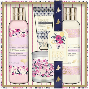 Baylis & Harding Forest bell and Flower meadow liquid body soap 250 ml + shower cream 250 ml + hand cream 30 ml + scented candle, cosmetic set