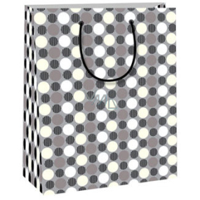 Ditipo Gift paper bag 18 x 10 x 22.7 cm gray with polka dots