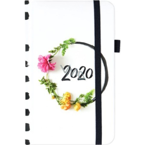 Albi Diary 2020 pocket with rubber band Flower wreath 15 x 9.5 x 1.3 cm