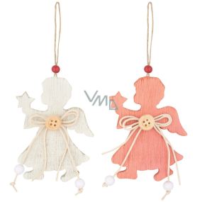 Wooden angel + button, for hanging 8 cm 1 piece
