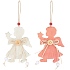 Wooden angel + button, for hanging 8 cm 1 piece