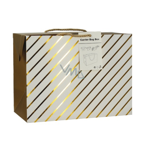 Anděl Gift paper bag box 18 x 12 x 9 cm lockable, with gold stripes