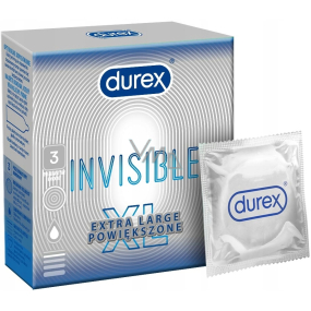 Durex Invisible XL Extra Large extra thin condom, extra large, for maximum sensitivity, nominal width: 57 mm 3 pieces
