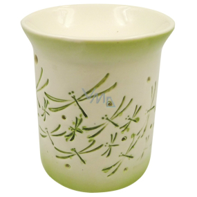 Porcelain aroma lamp with green dragonflies 11 cm