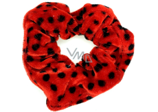 Bartoň Velvet rubber band medium red with black polka dots 3.5 x 9 cm