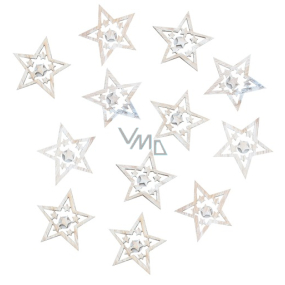 Wooden star with glue Natural 4 cm 12 pieces