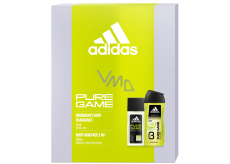 Adidas Pure Game perfumed deodorant glass 75 ml + shower gel 250 ml, cosmetic set for men