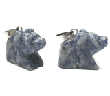 Sodalite Bear pendant natural stone, hand cut figurine 1,8 x 2,5 x 8 mm, stone communication