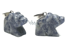 Sodalite Bear pendant natural stone, hand cut figurine 1,8 x 2,5 x 8 mm, stone communication