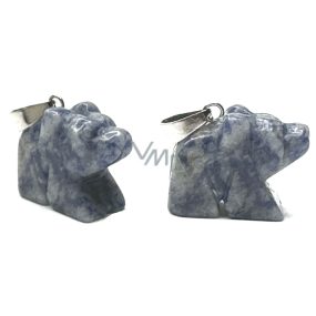 Sodalite Bear pendant natural stone, hand cut figurine 1,8 x 2,5 x 8 mm, stone communication
