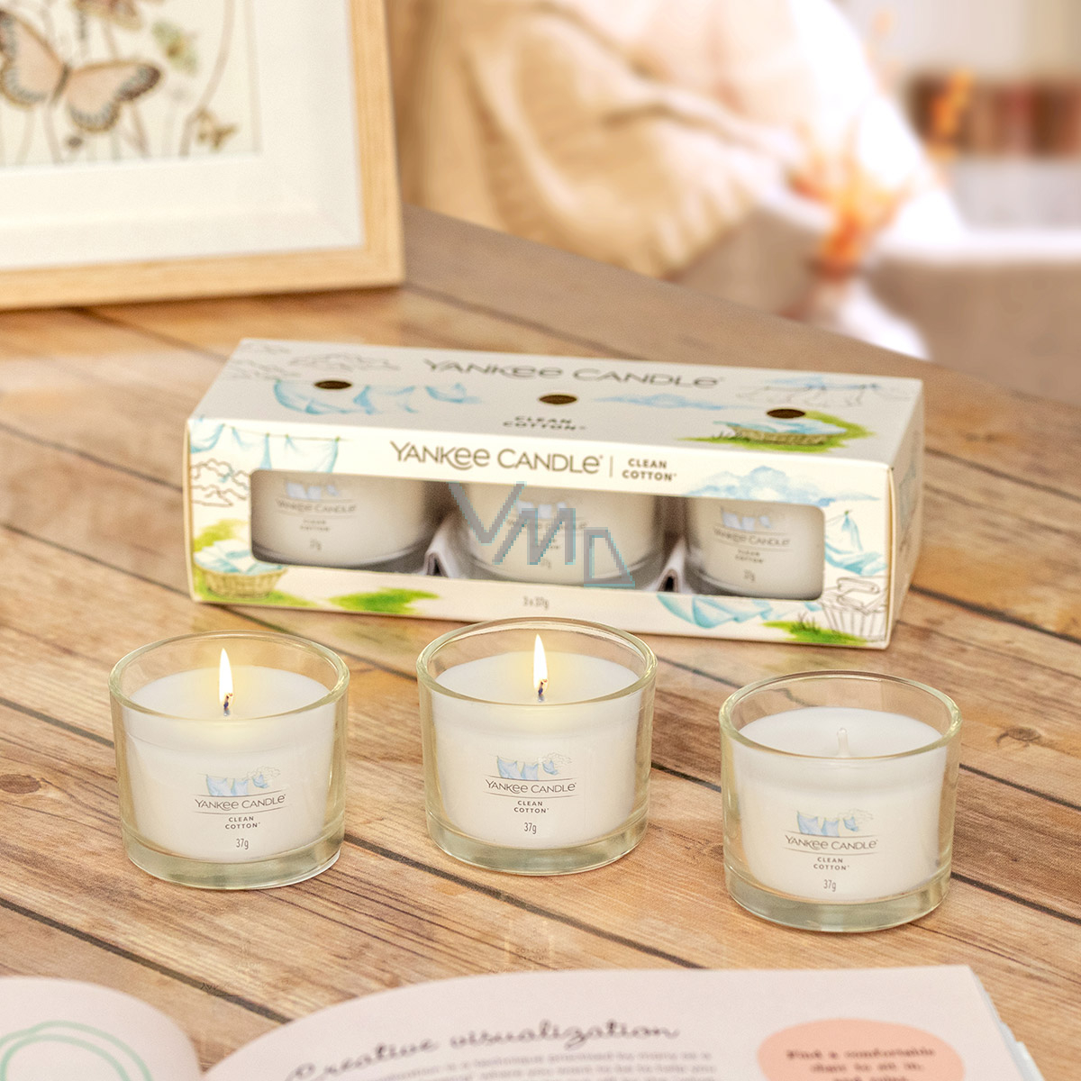 Yankee Candle Clean Cotton Clean Cotton scented votive candle in