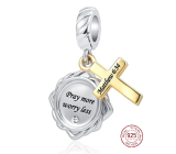 Sterling silver 925 Religious spells Matthew 6:34, 2in1 pendant for bracelet