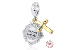 Sterling silver 925 Religious spells Matthew 6:34, 2in1 pendant for bracelet