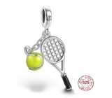 Charm Sterling silver 925 Tennis racket, yellow ball, 2in1 pendant on bracelet sport