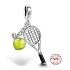 Charm Sterling silver 925 Tennis racket, yellow ball, 2in1 pendant on bracelet sport
