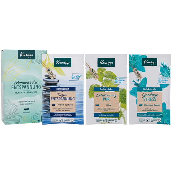 Kneipp Wellness Moment Goodbye Stress bath salt 60 g + Perfect Rest bath salt 60 g + Deep Rest bath salt 60 g, cosmetic set