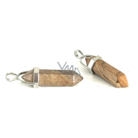 Jasper Pendulum hexagon pendant 41 x 13 mm, natural stone, hand carved, stone of positive energy