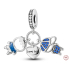 Charm Sterling Silver 925 Siblings Brothers 3-in-1, Family Bracelet Pendant