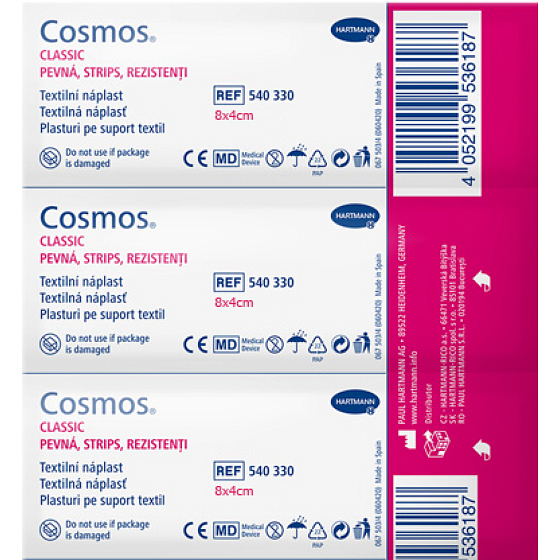 Cosmos Solid Strips Bandage, 8 × 4 cm, 3 pcs