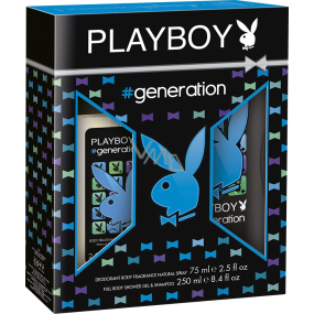 Playboy Generation for Him perfumed deodorant glass 75 ml + shower gel 250 ml, cosmetic set