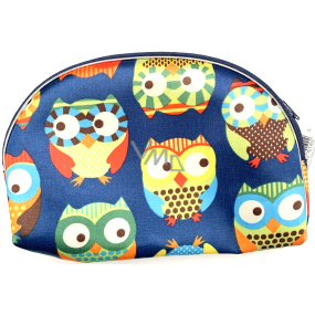 Cosmetic bag blue with coloured owls 20 x 13 x 1,5 cm 1 piece
