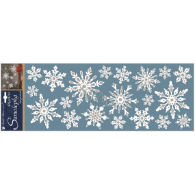 White stickers with metallic snowflake effect 57 x 20 cm
