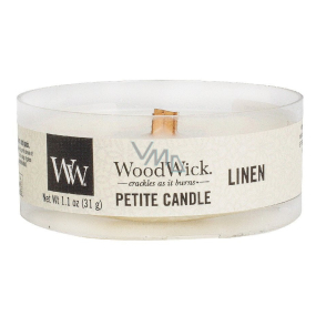 WoodWick Linen - Pure scented candle with wooden wick petite 31 g