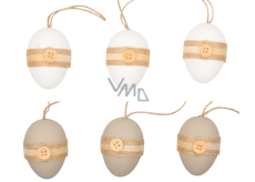Eggs with a plastic button for hanging 6 cm, 6 pieces in a bag