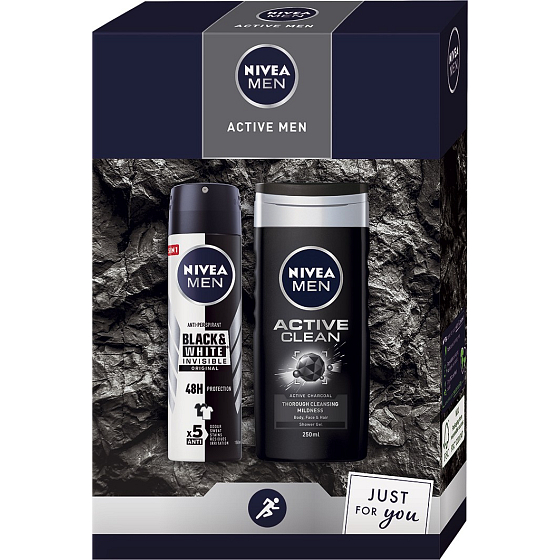 Nivea Men Active Men antiperspirant deodorant spray 150 ml + shower gel 250 ml, cosmetic set for men