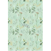 Ditipo Gift wrapping paper 70 x 100 cm Green menthol with flowers 2 sheets